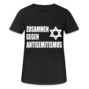 zusammen gegen antisemitismus - Frauen T-Shirt atmungsaktiv - Schwarz - Vorne - AI Model Female 172 light (172cm)