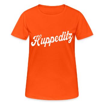 Westerwald Spruch Geschenk - Hui Wäller - Frauen T-Shirt atmungsaktiv - Neonorange - Vorne - AI Model Female 172 dark (172cm)