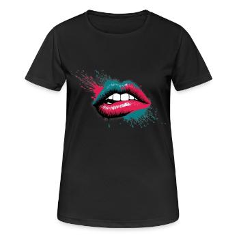 Lèvres chaudes - T-shirt respirant Femme - noir - Devant - AI Model Female 172 light (172cm)