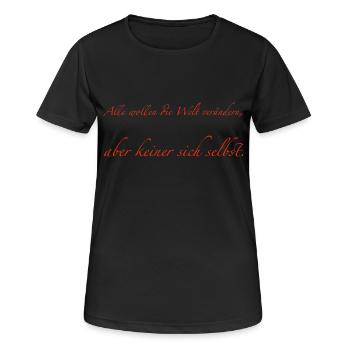 Tout le monde veut changer le monde - T-shirt respirant Femme - noir - Devant - AI Model Female 172 light (172cm)