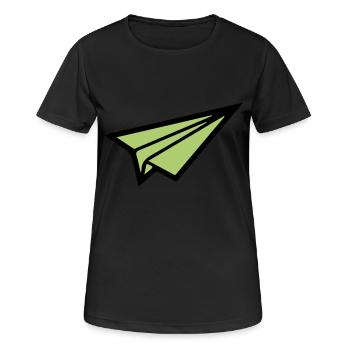papierflieger 02 - Frauen T-Shirt atmungsaktiv - Schwarz - Vorne - AI Model Female 172 light (172cm)