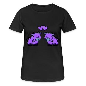 vaches amoureuses - T-shirt respirant Femme - noir - Devant - AI Model Female 172 light (172cm)