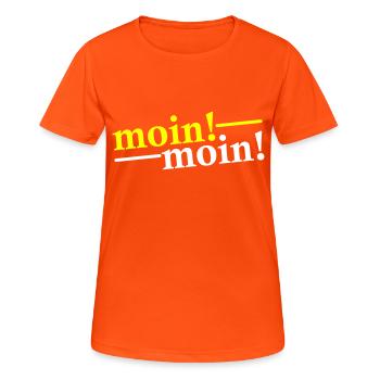 Moin Moin Greetings - Women's Breathable T-Shirt - neon orange - Front - AI Model Female 172 dark (172cm)