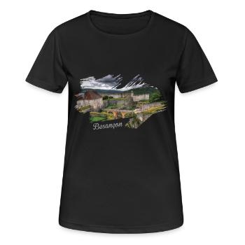 Franche Comté Besançon - T-shirt respirant Femme - noir - Devant - AI Model Female 172 light (172cm)