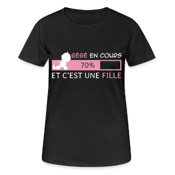 Bébé en cours et c'est une Fille - T-shirt respirant Femme - noir - Devant - AI Model Female 172 light (172cm)
