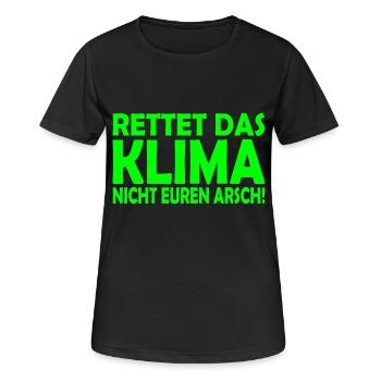 Klima retten - Frauen T-Shirt atmungsaktiv - Schwarz - Vorne - AI Model Female 172 light (172cm)