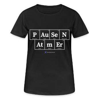 Pausen Atmer (dunkle Stoffe) - Frauen T-Shirt atmungsaktiv - Schwarz - Vorne - AI Model Female 172 light (172cm)