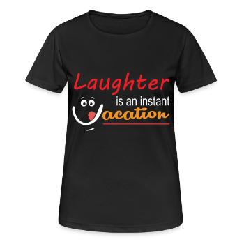 Lachen ist ein Kurzurlaub - Frauen T-Shirt atmungsaktiv - Schwarz - Vorne - AI Model Female 172 light (172cm)