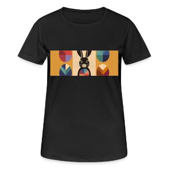 Lapin de Pâques n°06 - T-shirt respirant Femme - noir - Devant - AI Model Female 172 light (172cm)