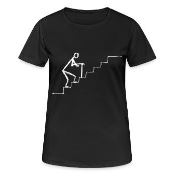 strichmaennchen senior auf treppe - Frauen T-Shirt atmungsaktiv - Schwarz - Vorne - AI Model Female 172 light (172cm)