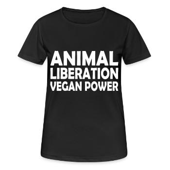 animal liberation Vegan power - Frauen T-Shirt atmungsaktiv - Schwarz - Vorne - AI Model Female 172 light (172cm)