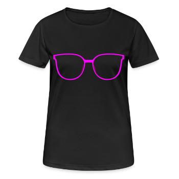 Brille Cateye (Farben änderbar) - Frauen T-Shirt atmungsaktiv - Schwarz - Vorne - AI Model Female 172 light (172cm)