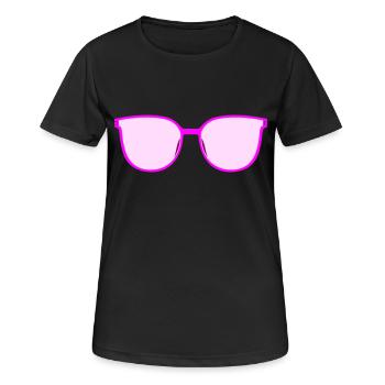 Brille Cateye Sonnenbrille pink rosa & himmelblau - Frauen T-Shirt atmungsaktiv - Schwarz - Vorne - AI Model Female 172 light (172cm)
