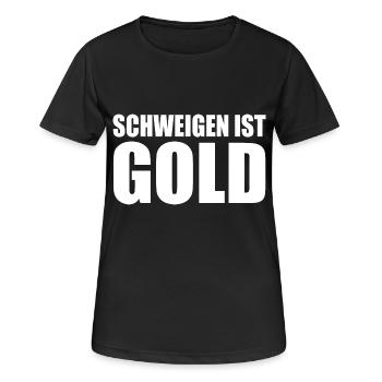 schweigen ist gold - Frauen T-Shirt atmungsaktiv - Schwarz - Vorne - AI Model Female 172 light (172cm)