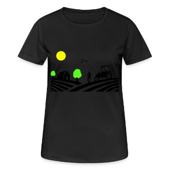 traktor farm - Frauen T-Shirt atmungsaktiv - Schwarz - Vorne - AI Model Female 172 light (172cm)