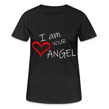 valentine's day I am your angel I love you valentine - Women's Breathable T-Shirt - black - Front - AI Model Female 172 light (172cm)