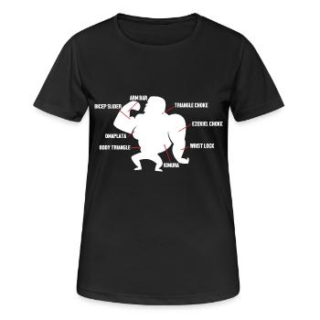 Jiu Jitsu Selbstverteidigung - Frauen T-Shirt atmungsaktiv - Schwarz - Vorne - AI Model Female 172 light (172cm)