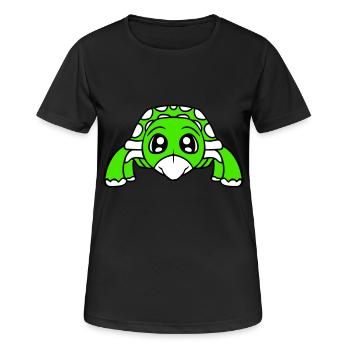tortue mignon mignon yeux écarquillés petit enfant - T-shirt respirant Femme - noir - Devant - AI Model Female 172 light (172cm)