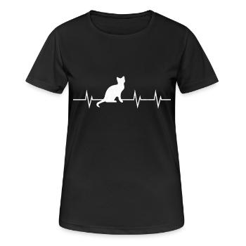 Heartbeat of a Cat - Frauen T-Shirt atmungsaktiv - Schwarz - Vorne - AI Model Female 172 light (172cm)