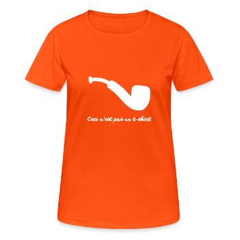 Pipe tshirt white - T-shirt respirant Femme - orange néon - Devant - AI Model Female 172 dark (172cm)