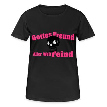 Gottes Freund - Aller Welt Feind - Frauen T-Shirt atmungsaktiv - Schwarz - Vorne - AI Model Female 172 light (172cm)