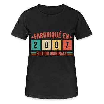 2007 Cadeau Anniversaire 2007 Fabriqué en 2007 - T-shirt respirant Femme - noir - Devant - AI Model Female 172 light (172cm)