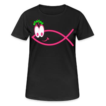 Ichtys Face Girl - Symbole - Christian - Femme - T-shirt respirant Femme - noir - Devant - AI Model Female 172 light (172cm)