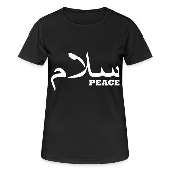 Frieden auf arabisch - Frauen T-Shirt atmungsaktiv - Schwarz - Vorne - AI Model Female 172 light (172cm)