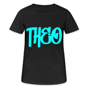 Theo Name Graffiti Schrift - Frauen T-Shirt atmungsaktiv - Schwarz - Vorne - AI Model Female 172 light (172cm)