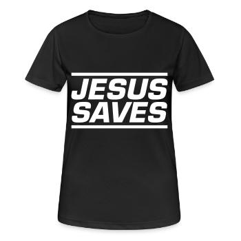 Jesus Rettet Bibelvers - Frauen T-Shirt atmungsaktiv - Schwarz - Vorne - AI Model Female 172 light (172cm)