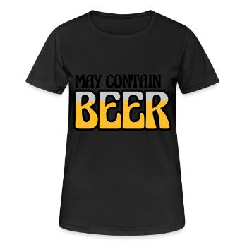 Logo May Contain Beer - Frauen T-Shirt atmungsaktiv - Schwarz - Vorne - AI Model Female 172 light (172cm)