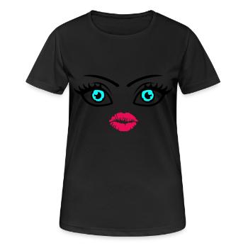 kiss face - Women's Breathable T-Shirt - black - Front - AI Model Female 172 light (172cm)