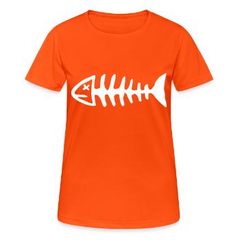 Fischskelett 2 - Frauen T-Shirt atmungsaktiv - Neonorange - Vorne - AI Model Female 172 dark (172cm)