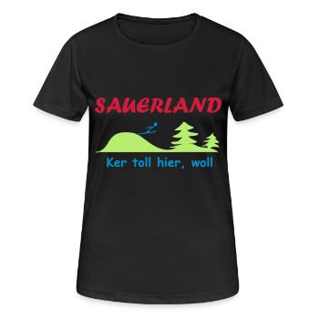 Sauerland - Frauen T-Shirt atmungsaktiv - Schwarz - Vorne - AI Model Female 172 light (172cm)