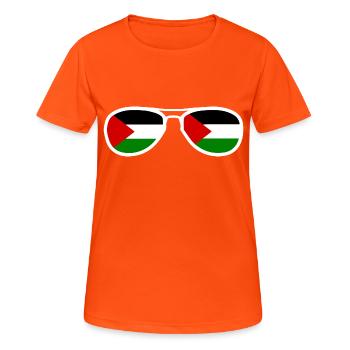 Palästina - Frauen T-Shirt atmungsaktiv - Neonorange - Vorne - AI Model Female 172 dark (172cm)