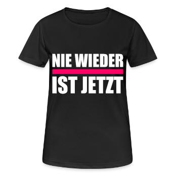 Nie wieder ist jetzt - Frauen T-Shirt atmungsaktiv - Schwarz - Vorne - AI Model Female 172 light (172cm)