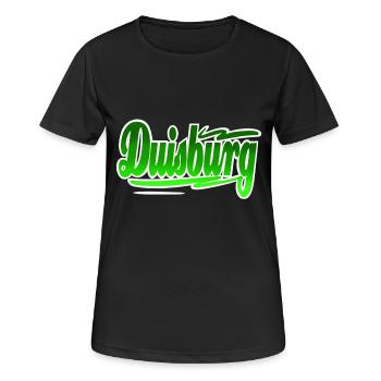 Duisburg - Frauen T-Shirt atmungsaktiv - Schwarz - Vorne - AI Model Female 172 light (172cm)