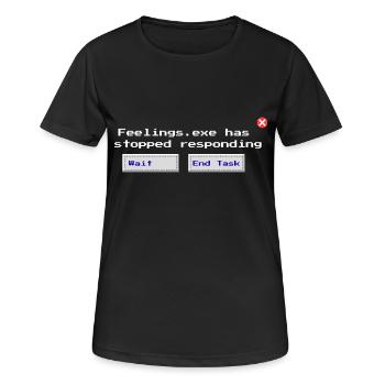 Feelings.exe reagiert nicht mehr – Glitched Sad - Frauen T-Shirt atmungsaktiv - Schwarz - Vorne - AI Model Female 172 light (172cm)