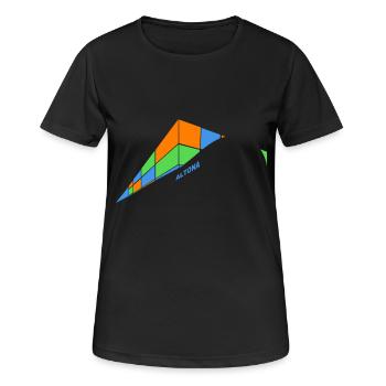 Containerschiff Altona - Frauen T-Shirt atmungsaktiv - Schwarz - Vorne - AI Model Female 172 light (172cm)