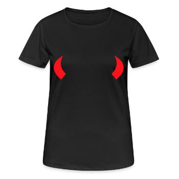 Teufelhörner Teufel Teufelchen - Frauen T-Shirt atmungsaktiv - Schwarz - Vorne - AI Model Female 172 light (172cm)