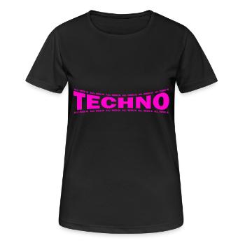 LOVE TECHNO GESCHENK goa pbm bpm - Frauen T-Shirt atmungsaktiv - Schwarz - Vorne - AI Model Female 172 light (172cm)