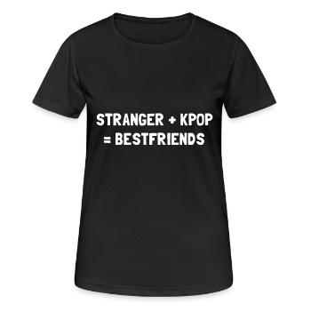 STRANGER PLUS KPOP EQUALS BESTFRIENDS - Women's Breathable T-Shirt - black - Front - AI Model Female 172 light (172cm)