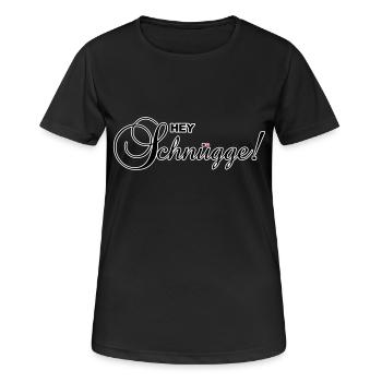 Hey Schnügge! - Frauen T-Shirt atmungsaktiv - Schwarz - Vorne - AI Model Female 172 light (172cm)