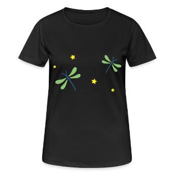 Libelle - Frauen T-Shirt atmungsaktiv - Schwarz - Vorne - AI Model Female 172 light (172cm)