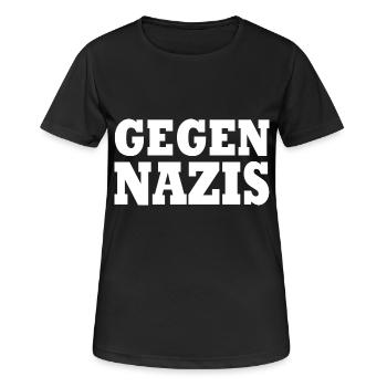 Gegen nazis - Frauen T-Shirt atmungsaktiv - Schwarz - Vorne - AI Model Female 172 light (172cm)