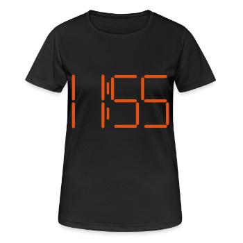 Horloge numérique 11:55 - T-shirt respirant Femme - noir - Devant - AI Model Female 172 light (172cm)