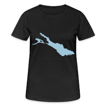 (bodensee) - Frauen T-Shirt atmungsaktiv - Schwarz - Vorne - AI Model Female 172 light (172cm)