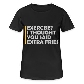 Exercice Extra Fries Citation - T-shirt respirant Femme - noir - Devant - AI Model Female 172 light (172cm)