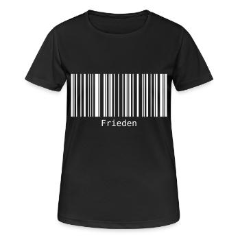Frieden Barcode Friedenszeichen Strichcode Symbol - Frauen T-Shirt atmungsaktiv - Schwarz - Vorne - AI Model Female 172 light (172cm)
