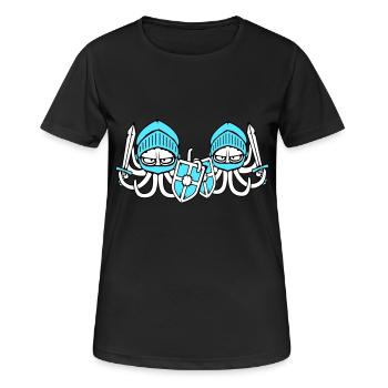 2 Octopus Knight Team Medieval Shield Sword - Women's Breathable T-Shirt - black - Front - AI Model Female 172 light (172cm)